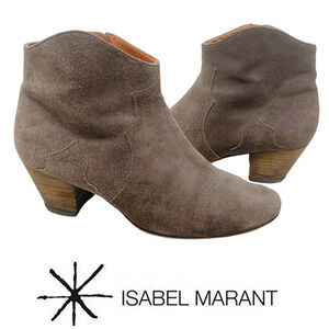 Isabel Marant Sz FR 38 US 8 Dicker Taupe Suede Western Ankle Booties Boots